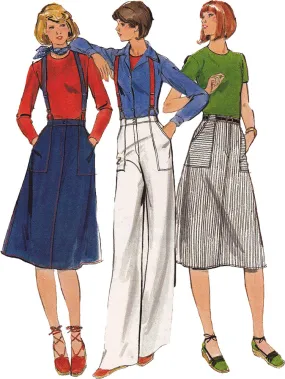 1970s Vintage Sewing Pattern: Suspender Skirt and Suspender Pants. Butterick 5244 & 5245