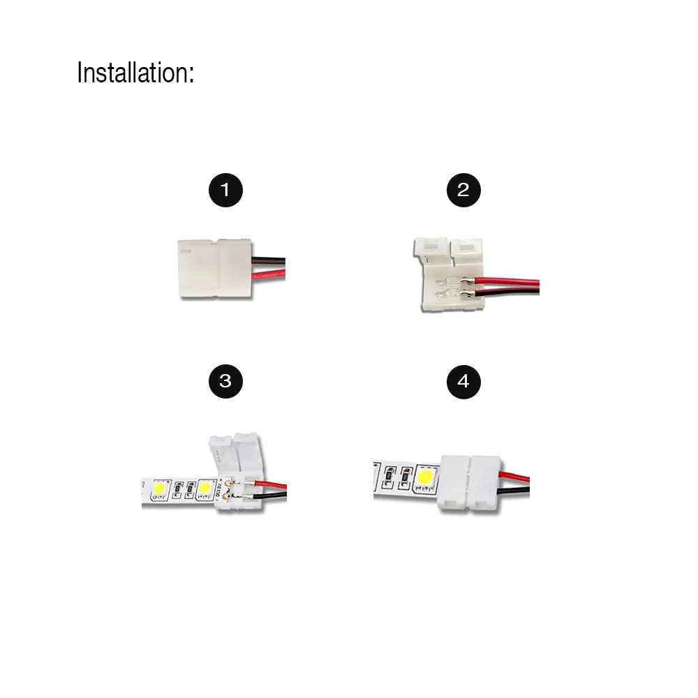 2-Pin Clip-On LED Tape Power Jumpers - 6 in