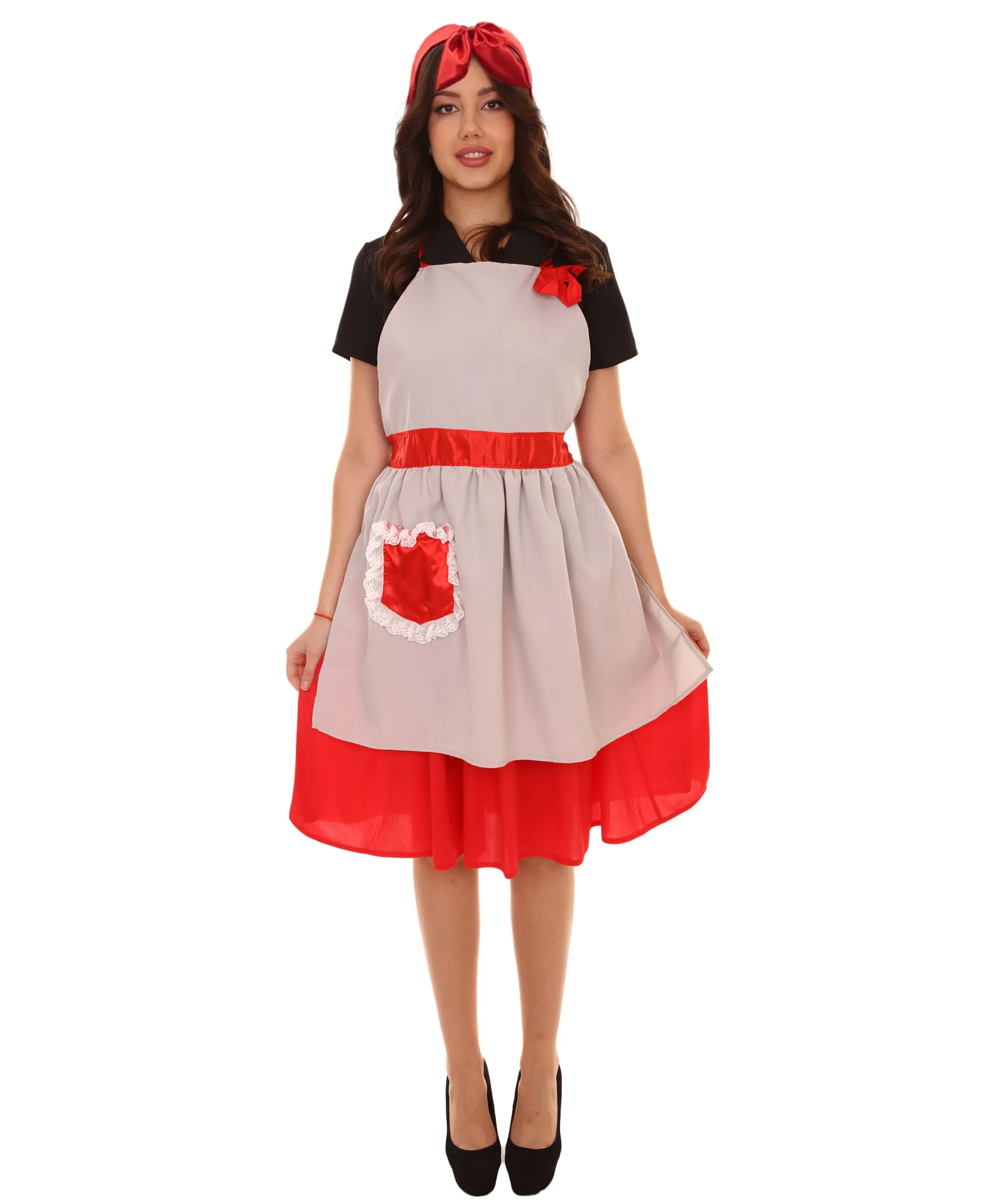 Adult Women's 50's Housewife 4 Pc Historical Costume | Multi Color Cosplay Costume