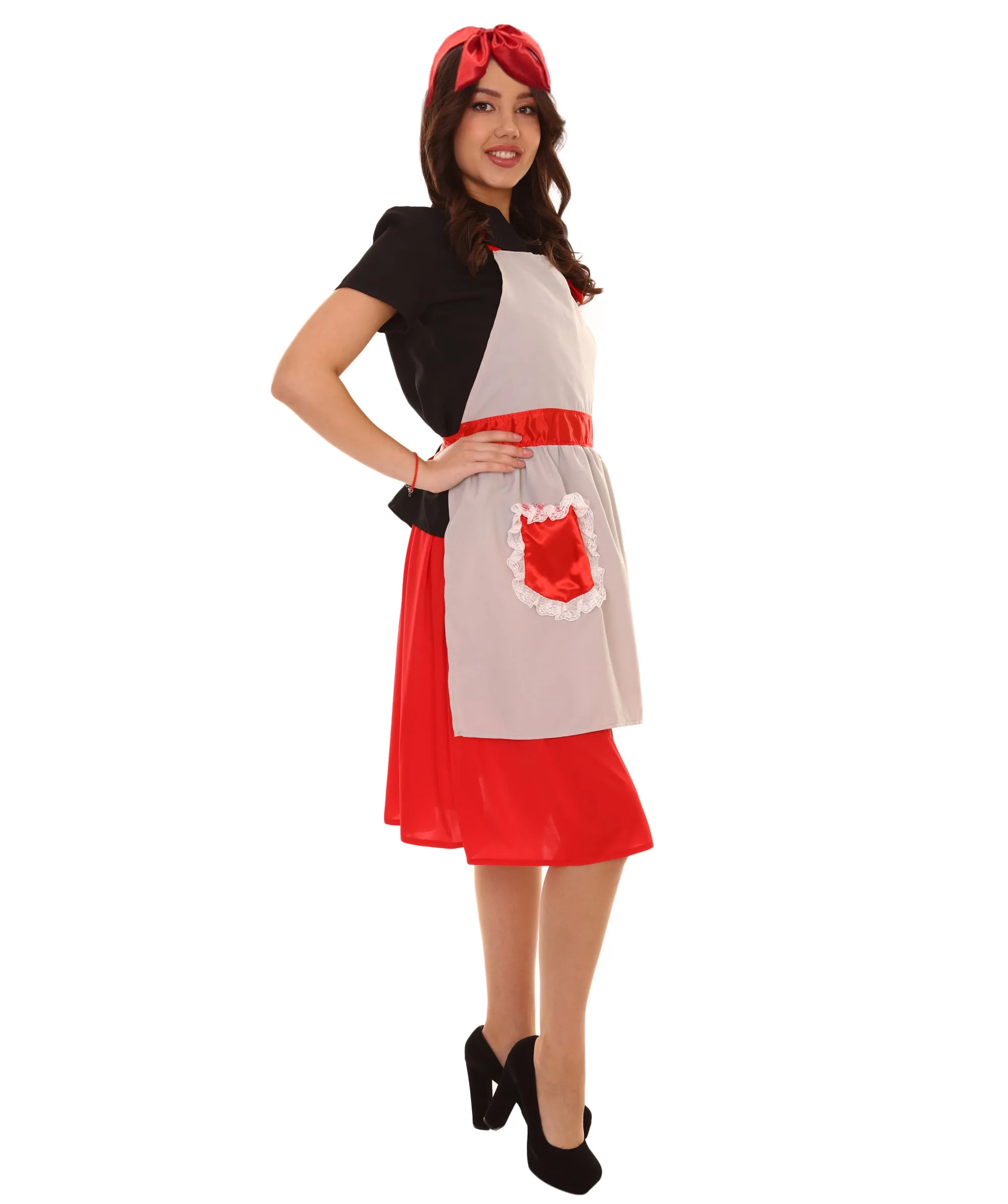 Adult Women's 50's Housewife 4 Pc Historical Costume | Multi Color Cosplay Costume