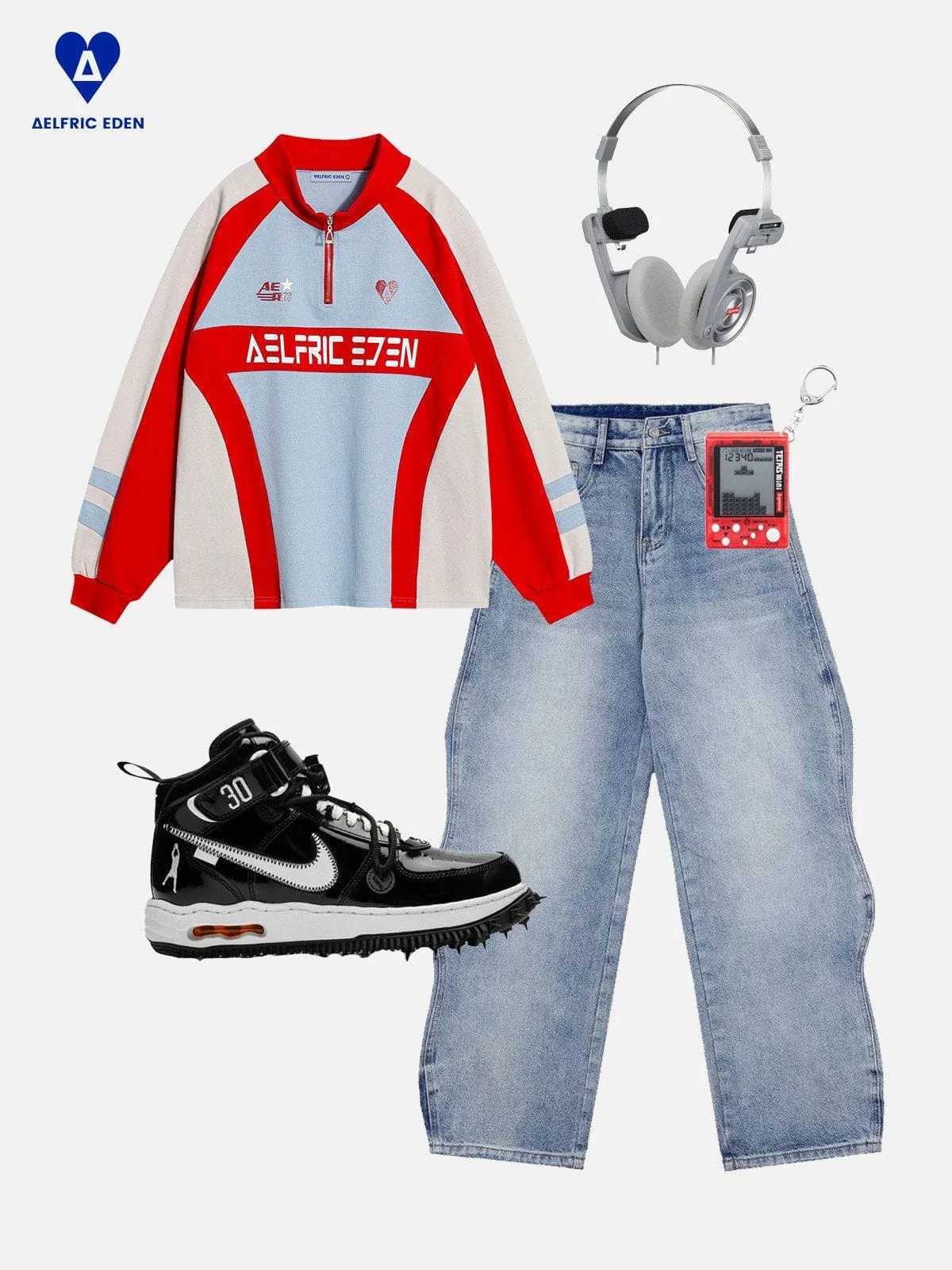 Aelfric Eden Color Blocking Print Sweatshirt