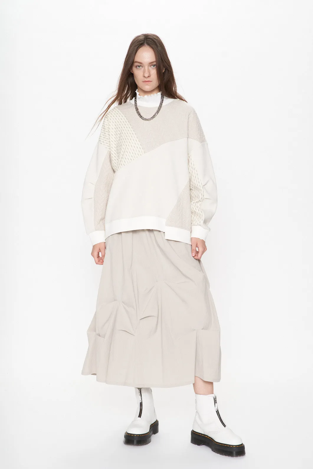 Air Compact Mix Print Corduroy N Cable Sweatshirt