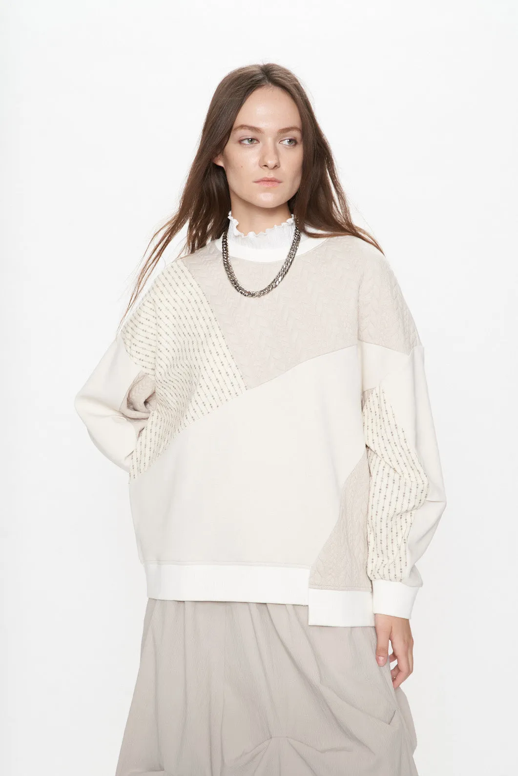 Air Compact Mix Print Corduroy N Cable Sweatshirt