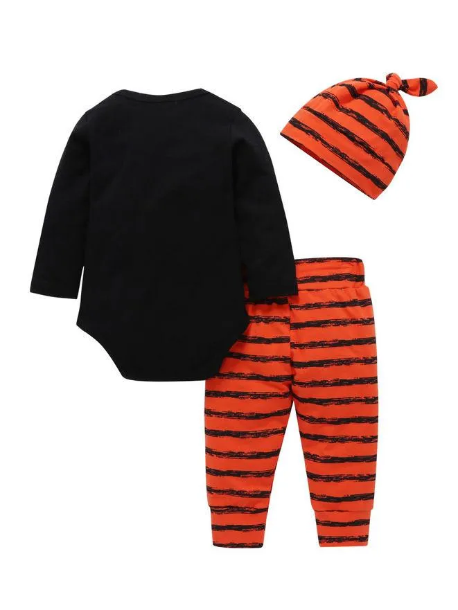 Baby Boy 3-Piece Halloween Set My First Bodysuit Stripe Pants Hat