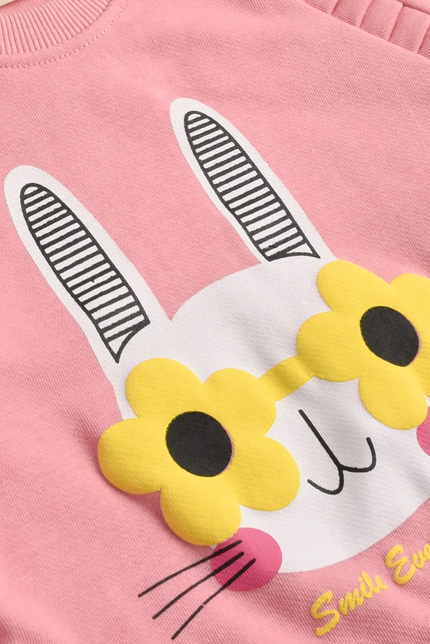 Baby Pink Rabbit Face Sweatshirt