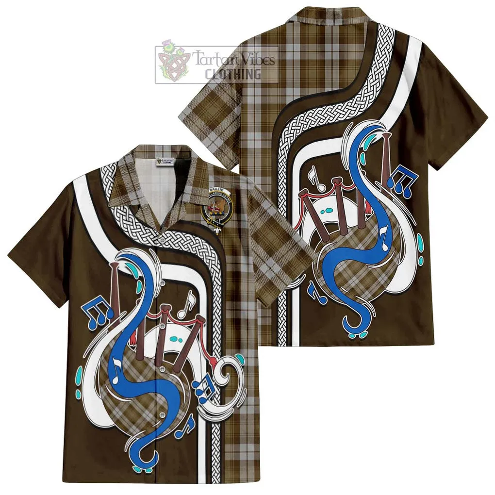 Baillie Dress Tartan Short Sleeve Button Shirt with Epic Bagpipe Style