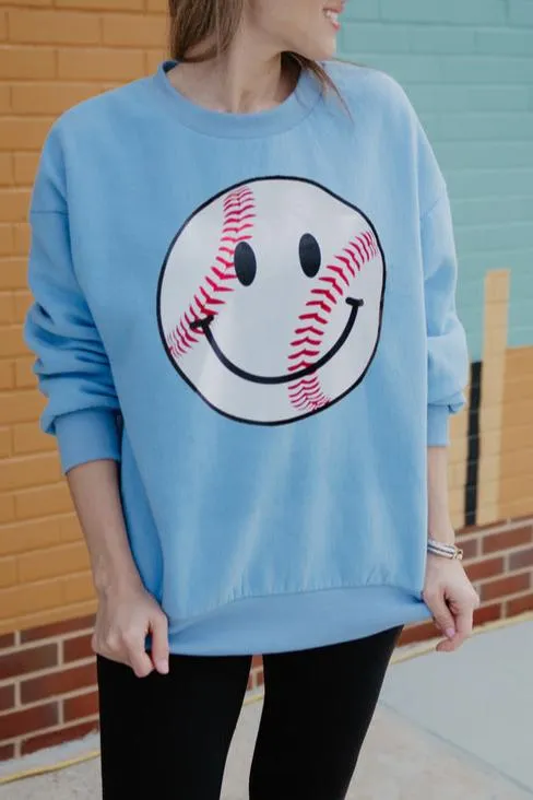 Baseball Happy Face Wholesale Sweatshirt Women