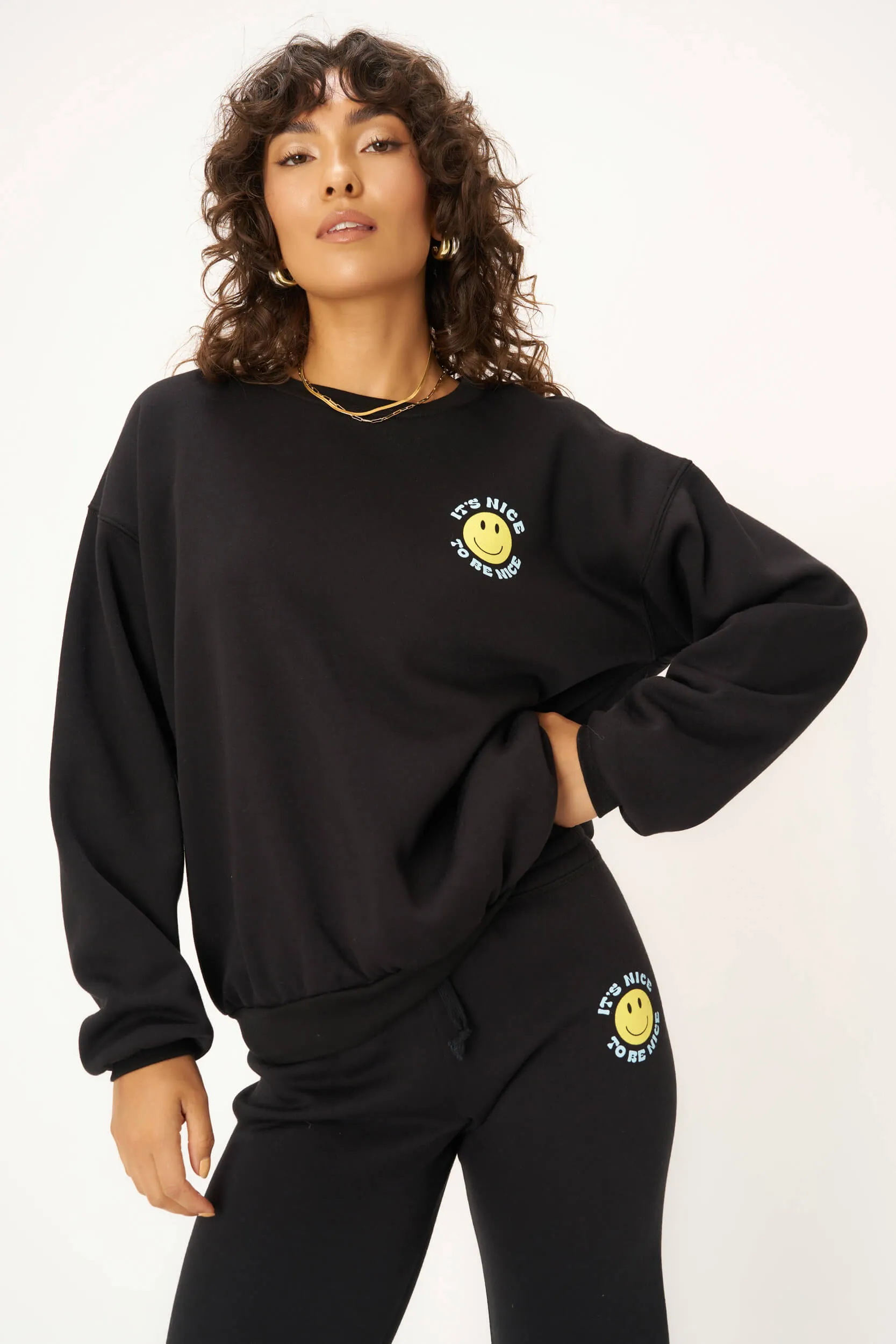 Be Nice Smiley Sweatshirt - Black