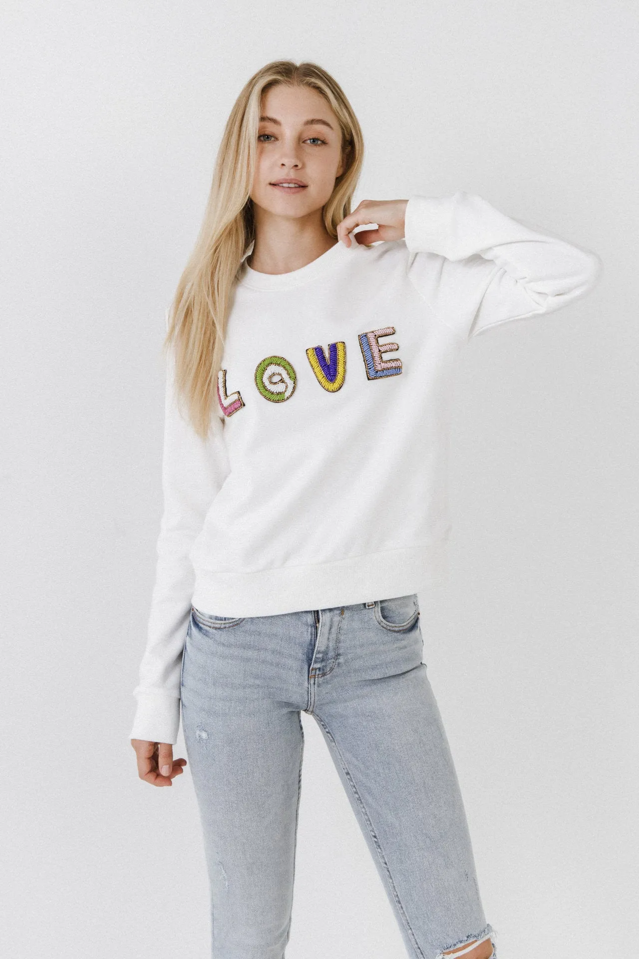 Beads Lettering Sweatshirt