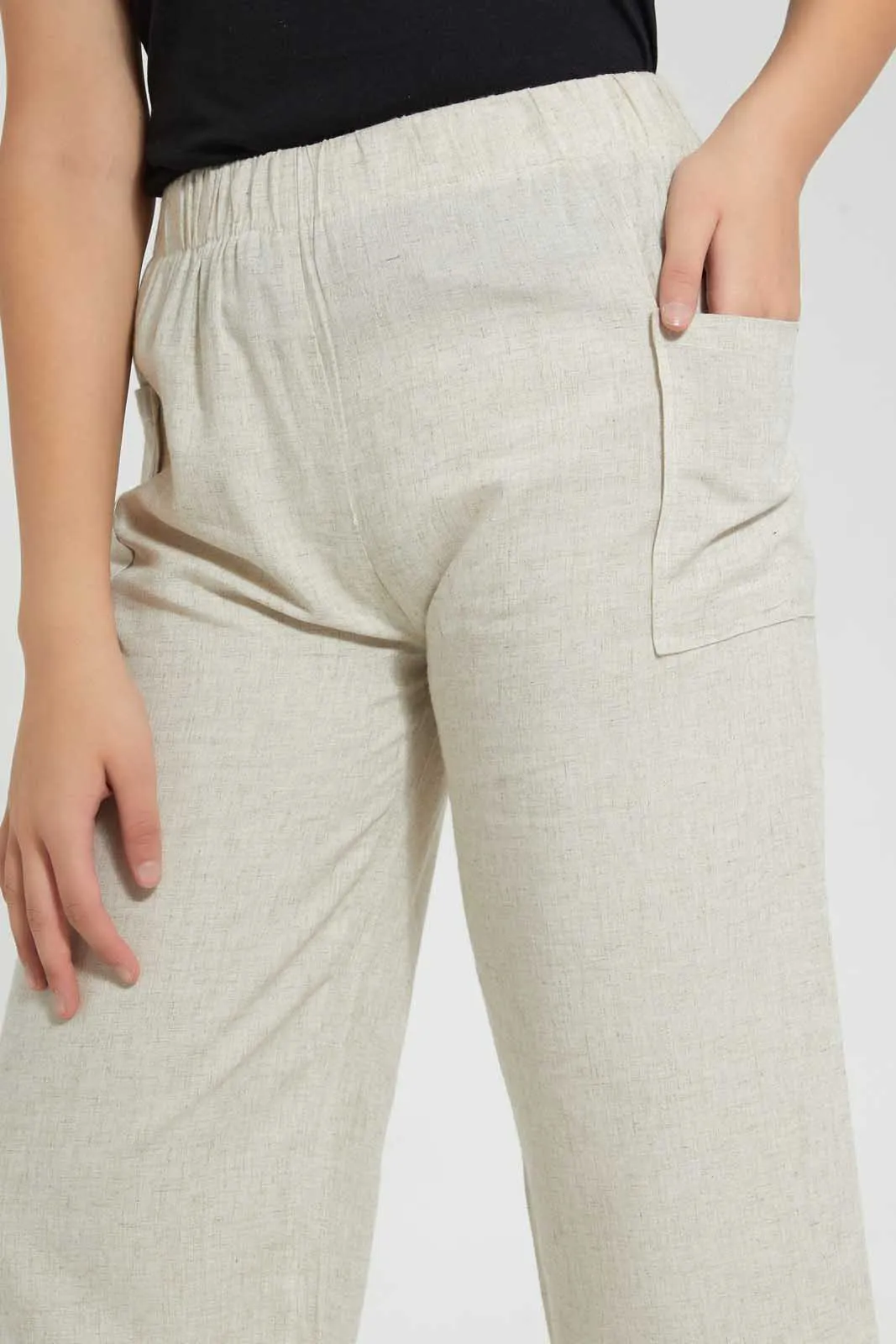 Beige Linen Culottes