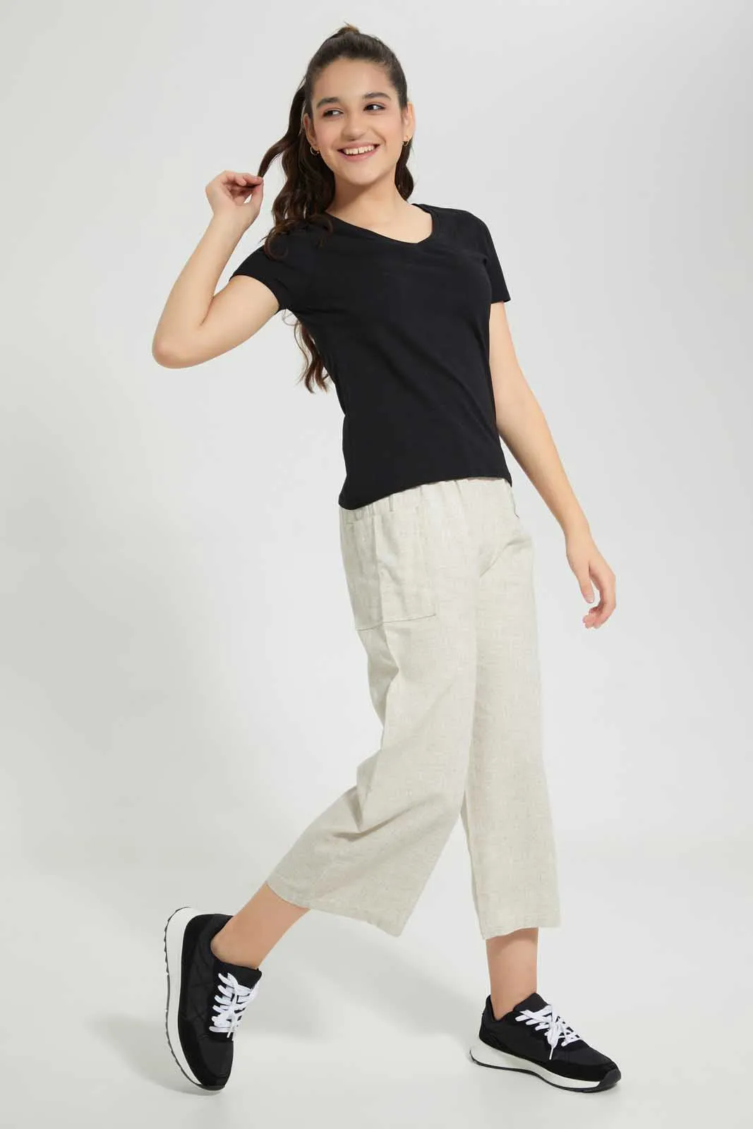 Beige Linen Culottes