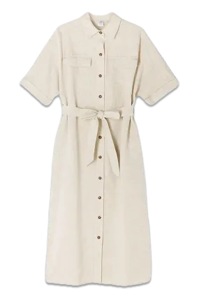 Belted Linen Shirt Dress