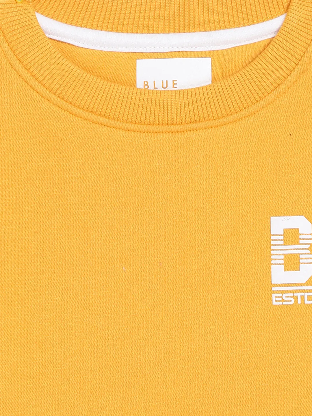 Blue Giraffe Boys Yellow Solid Round Neck Full Sleeves Pullover Style Sweatshirt
