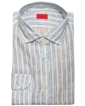 Blue Linen Stripe Sport Shirt