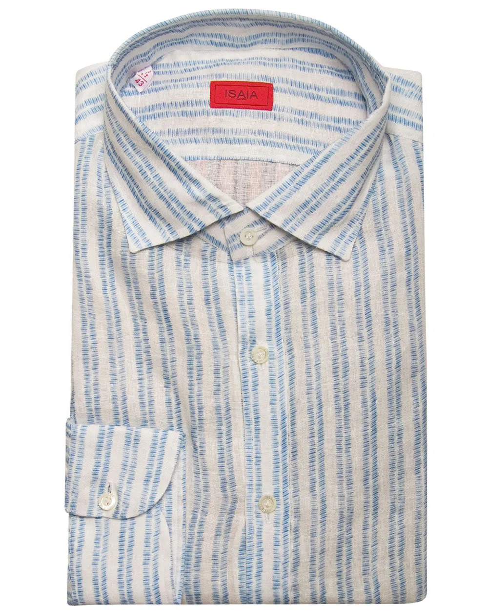 Blue Linen Stripe Sport Shirt
