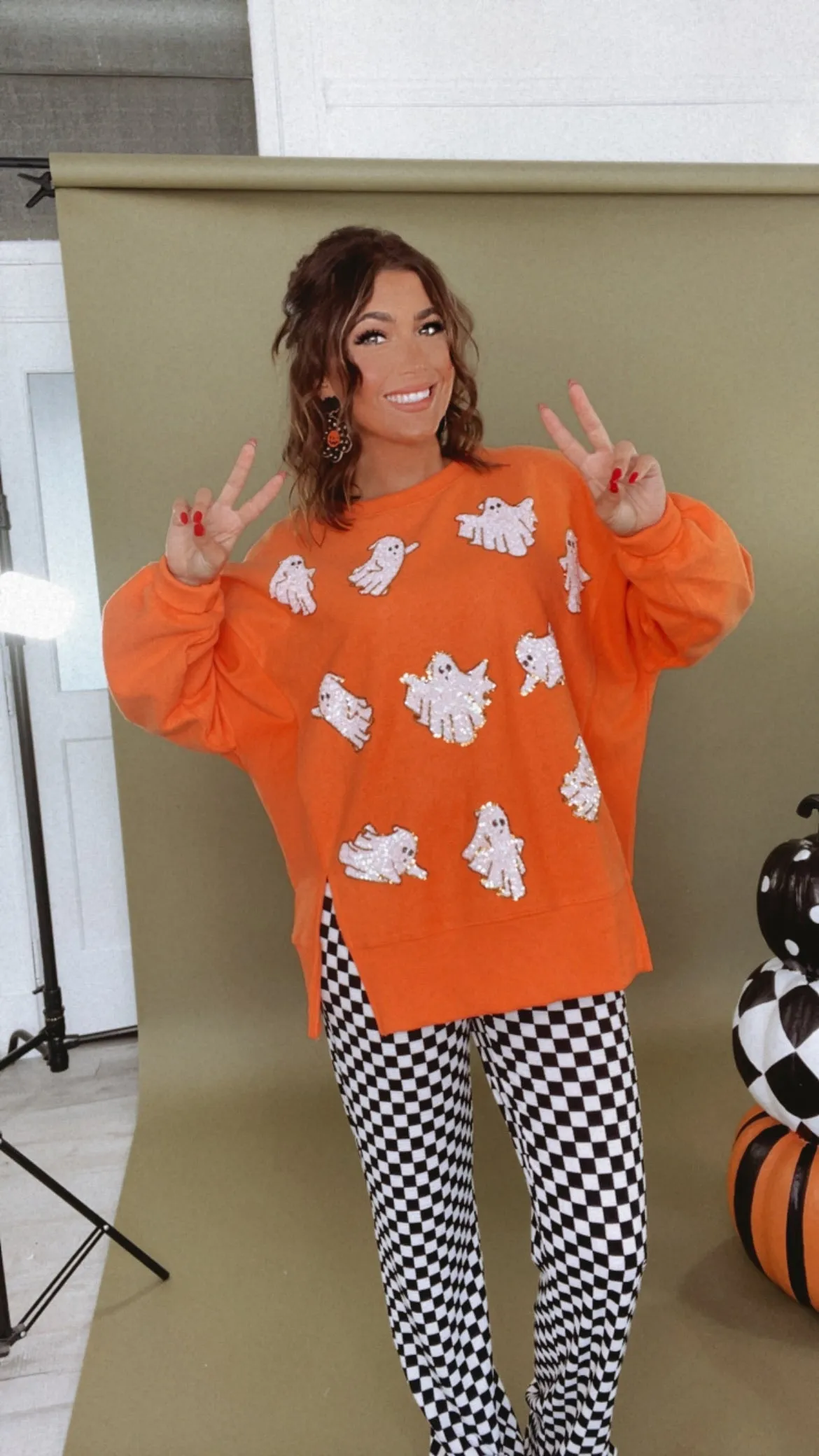 BOO Thing Oversized Halloween Ghost Sweatshirt, Orange
