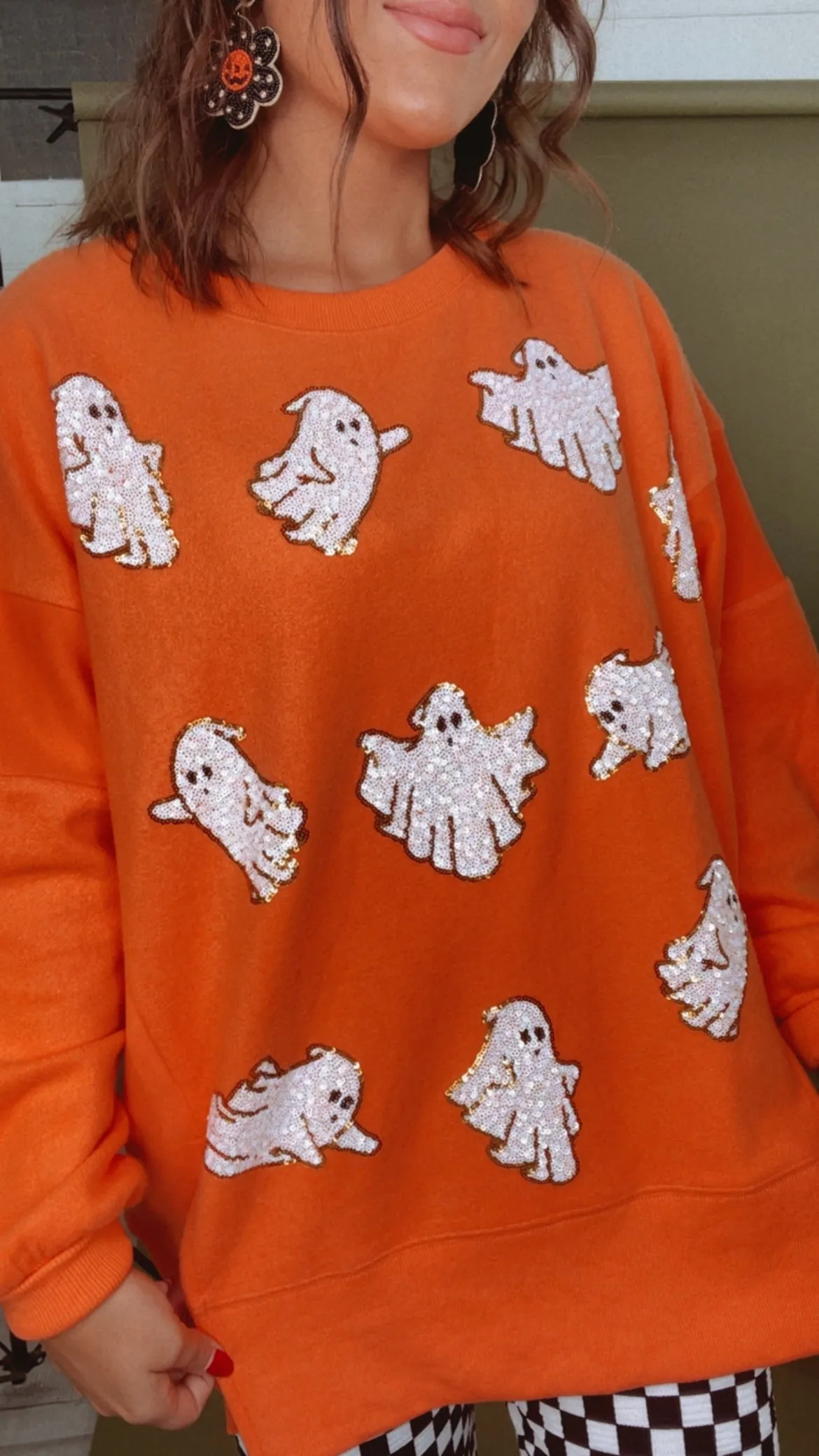 BOO Thing Oversized Halloween Ghost Sweatshirt, Orange