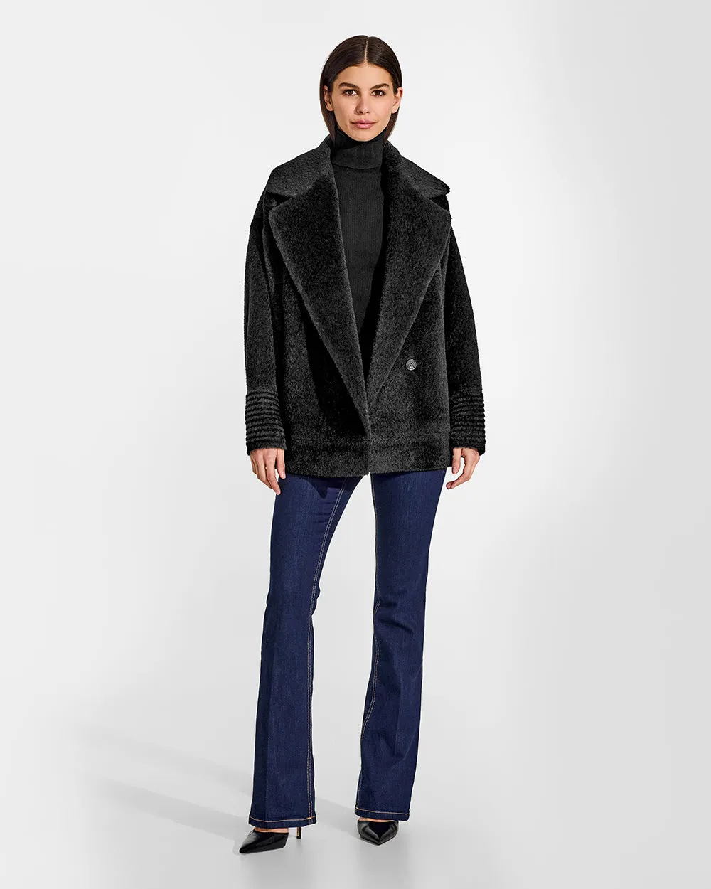 Bouclé Alpaca Dropped Shoulder Aviator Jacket