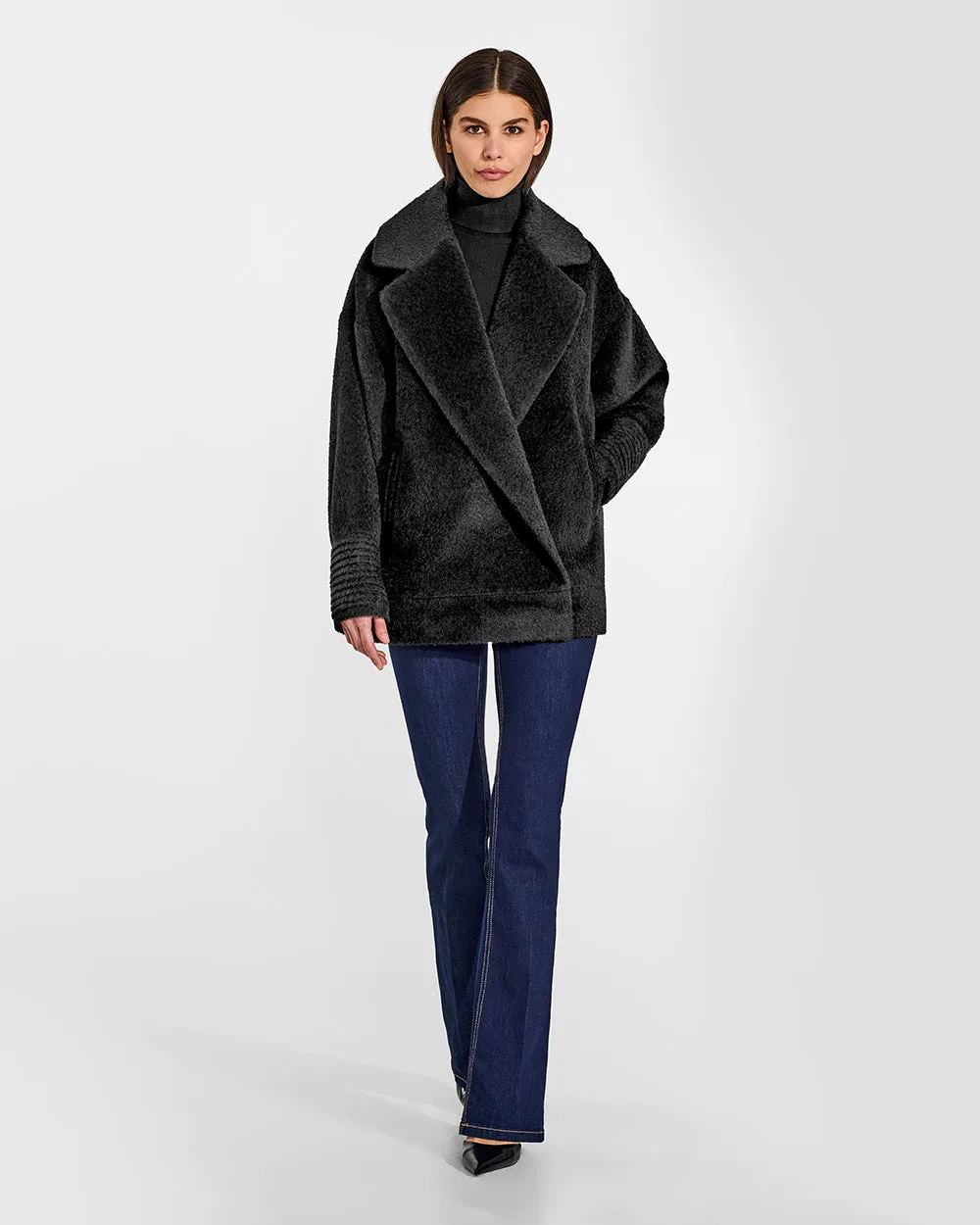 Bouclé Alpaca Dropped Shoulder Aviator Jacket