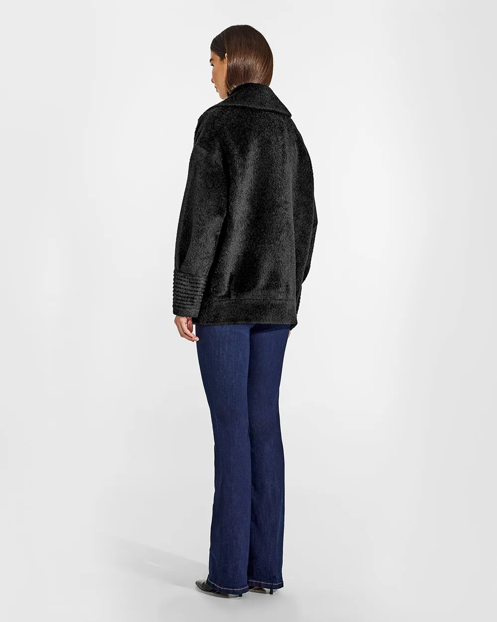 Bouclé Alpaca Dropped Shoulder Aviator Jacket