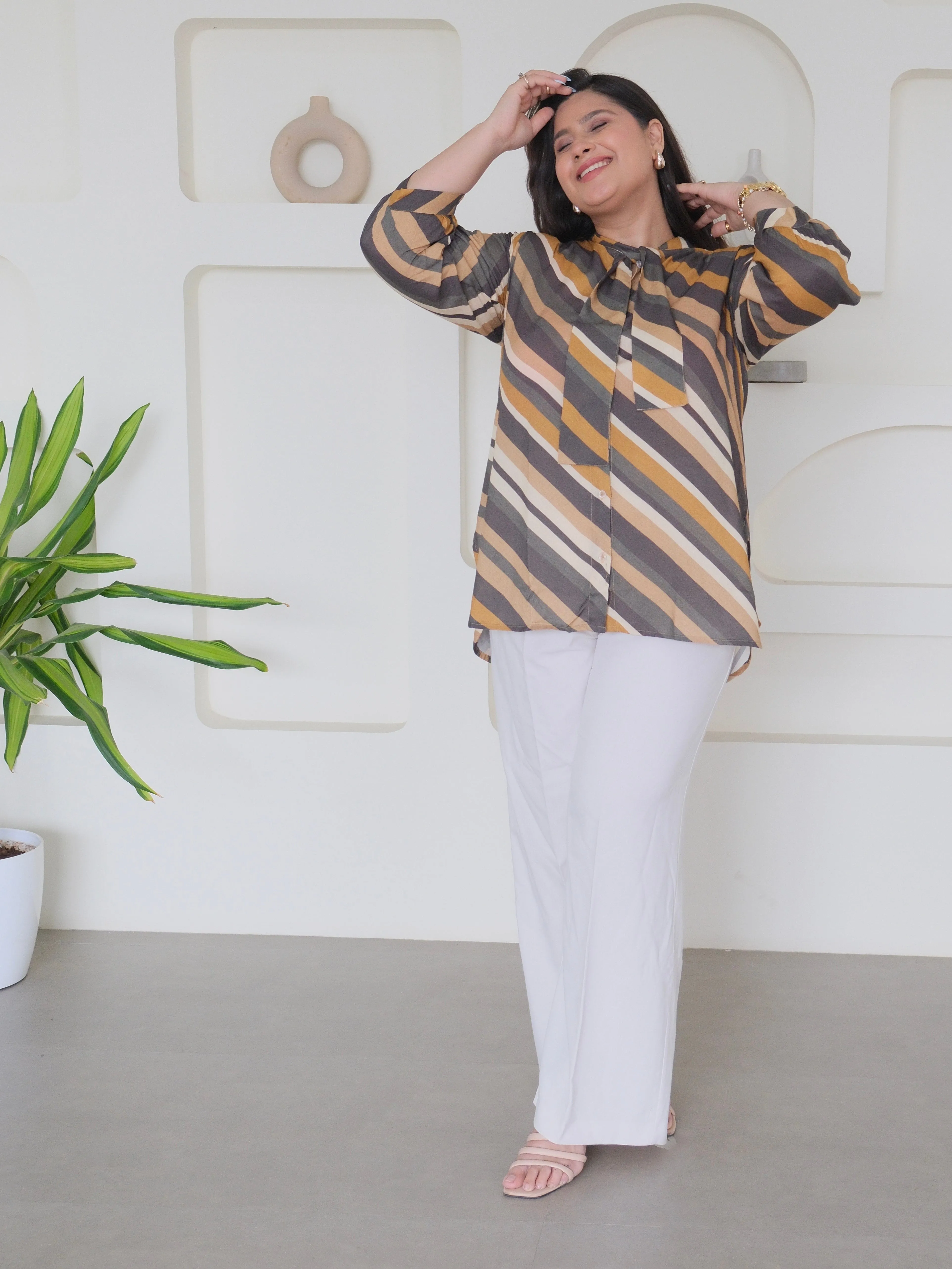 Carmine Earthy Stripes Tunic