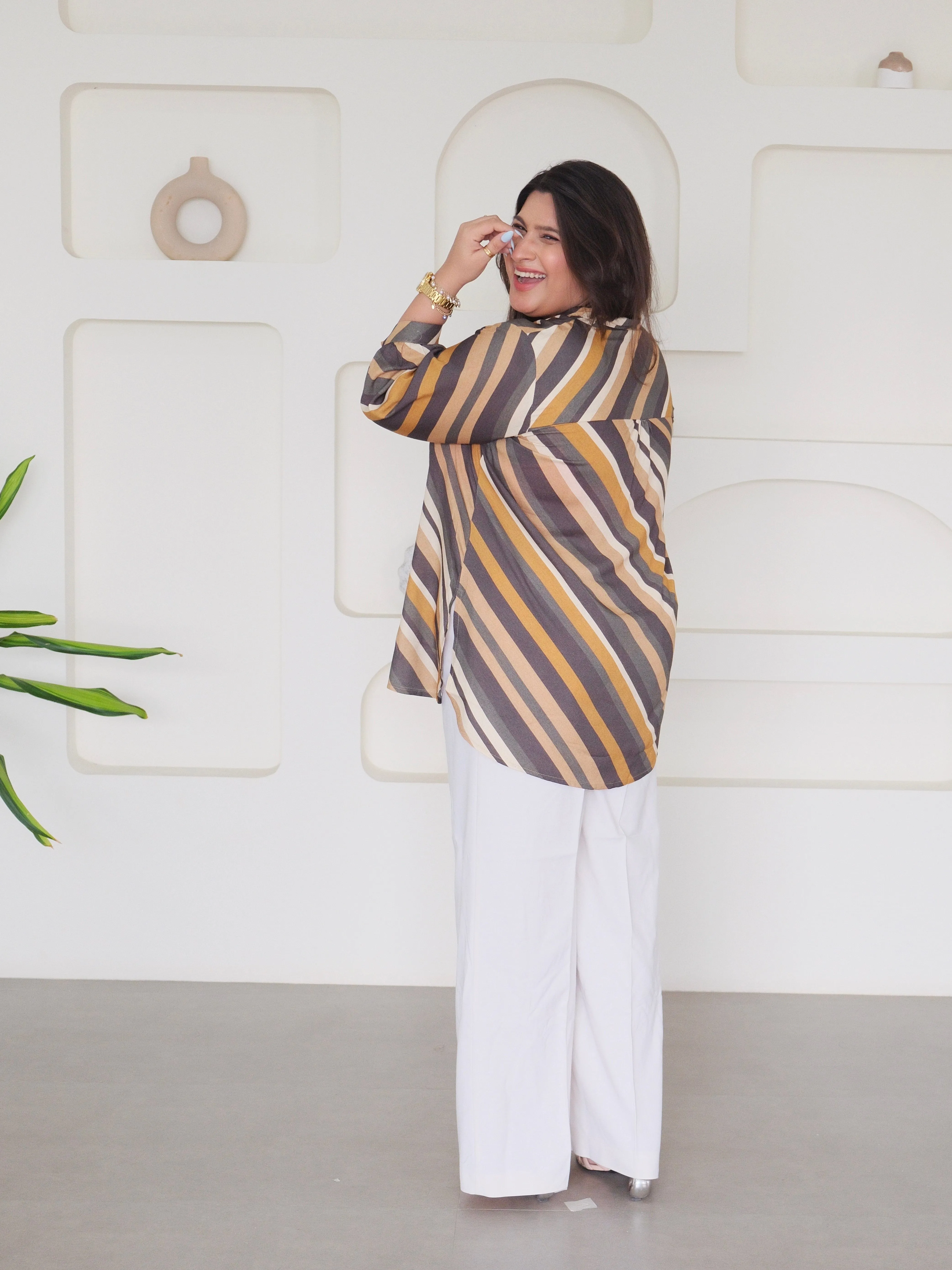 Carmine Earthy Stripes Tunic