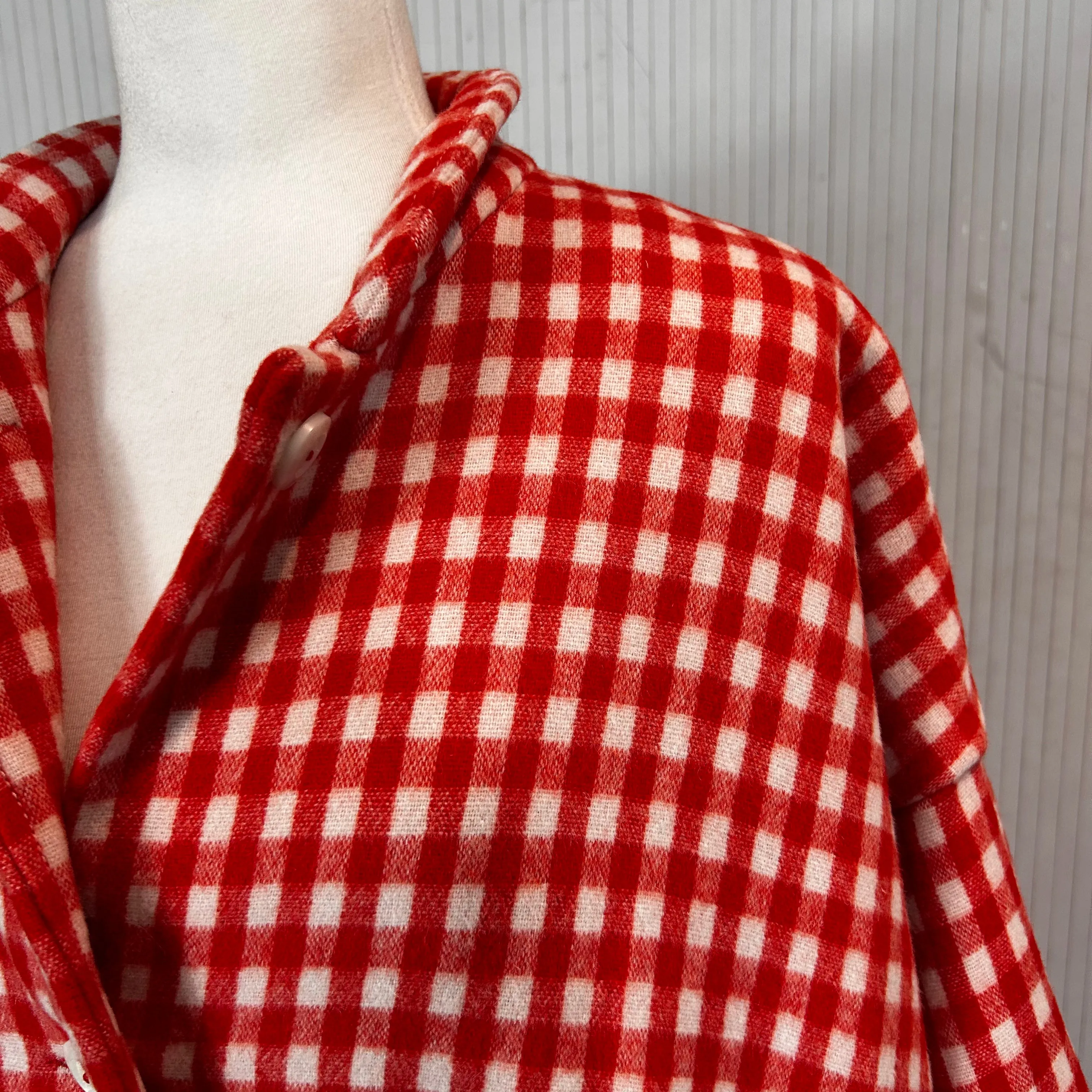 Casey Casey £1300 Red Gingham Brushed Wool Coat S/M/L/XL