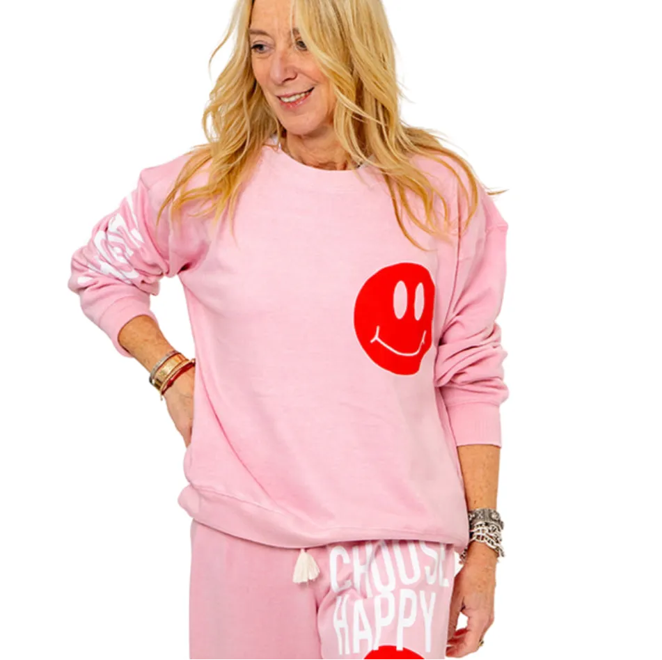 Choose Happy Pink Crew Sweatshirt