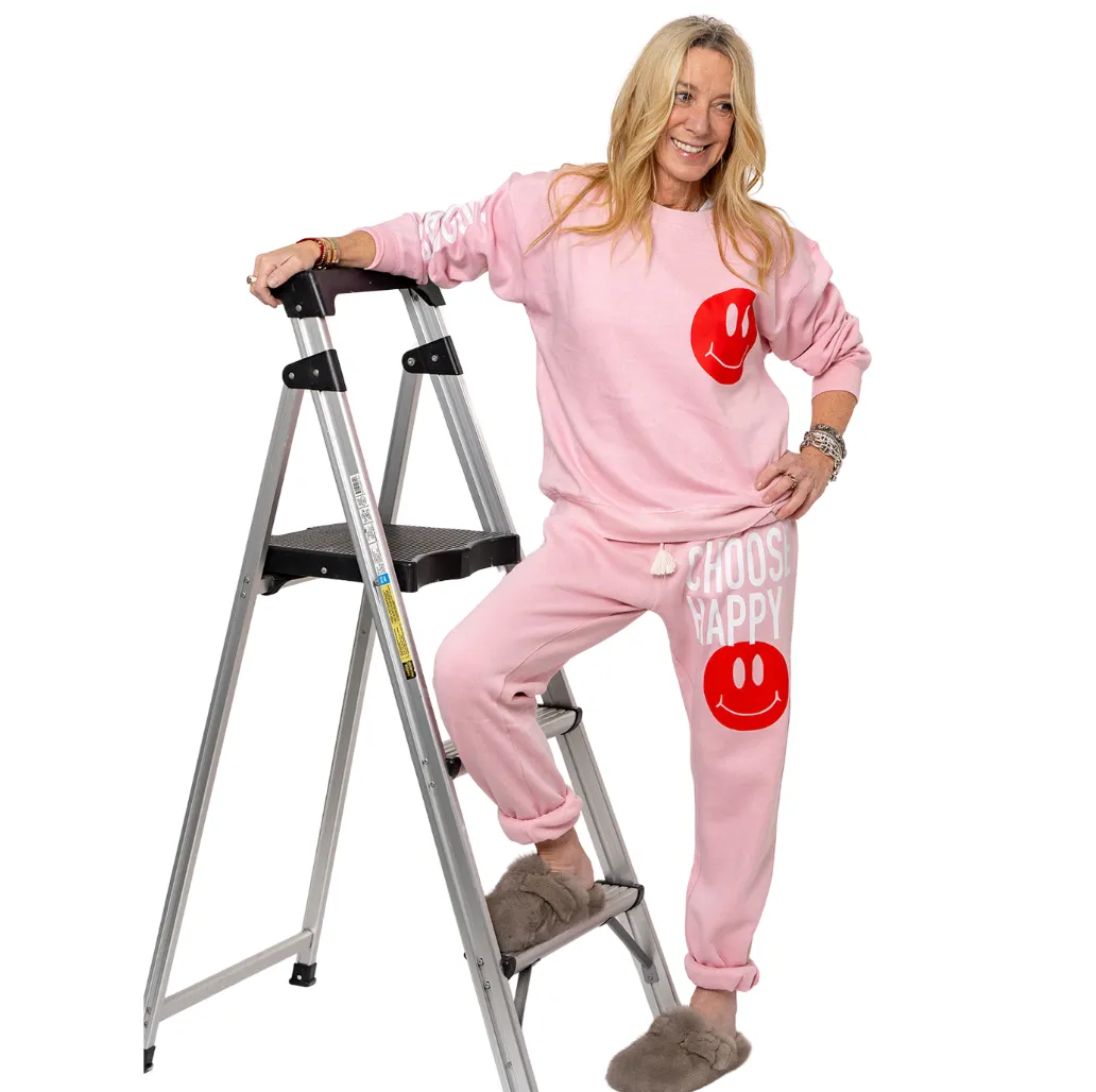Choose Happy Pink Crew Sweatshirt