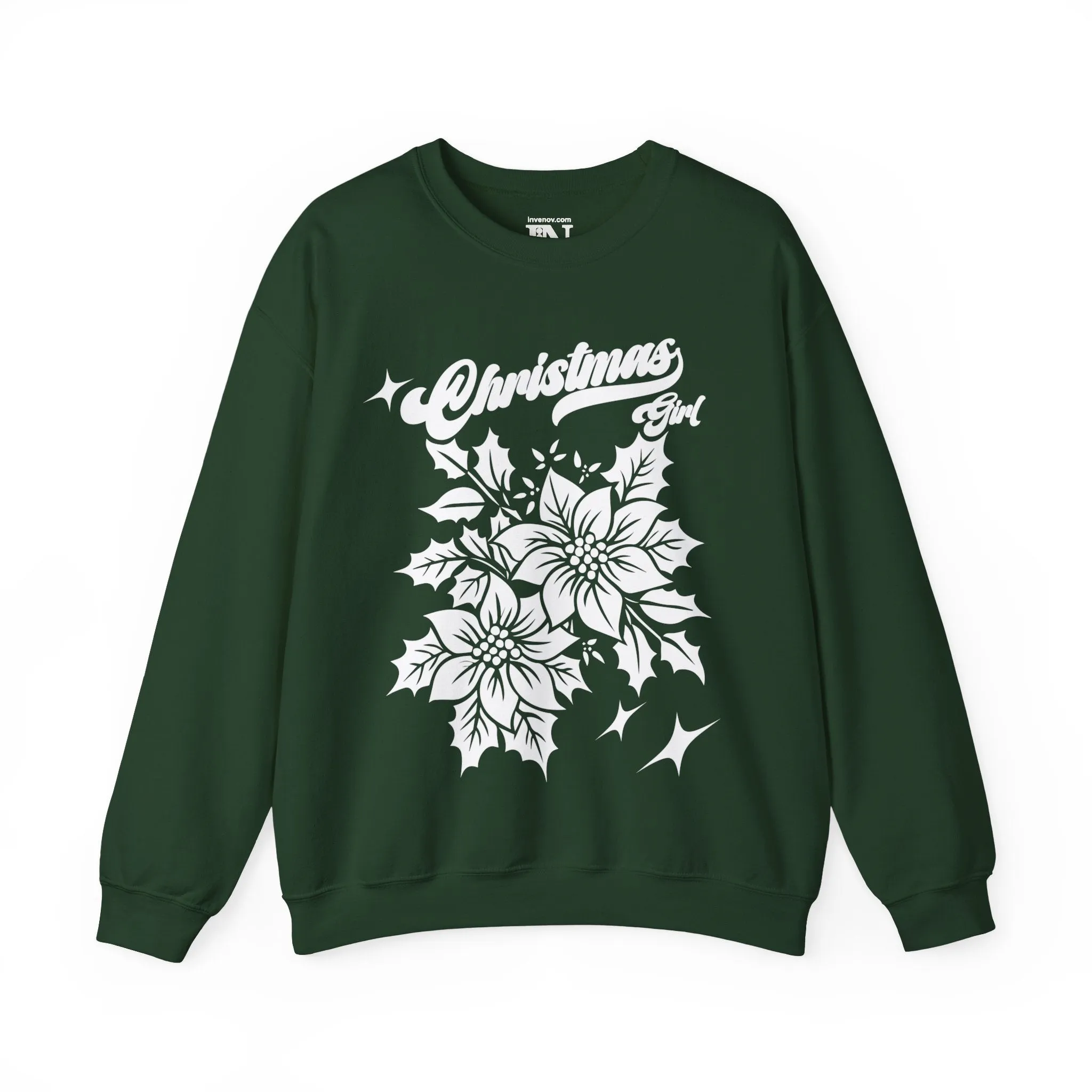 Christmas Girl Sweatshirt, Poinsettia Flower Sweater, December Birthday, Born December, Dec Sweatshirt, Winter Birthday, Winter Sweatshirt