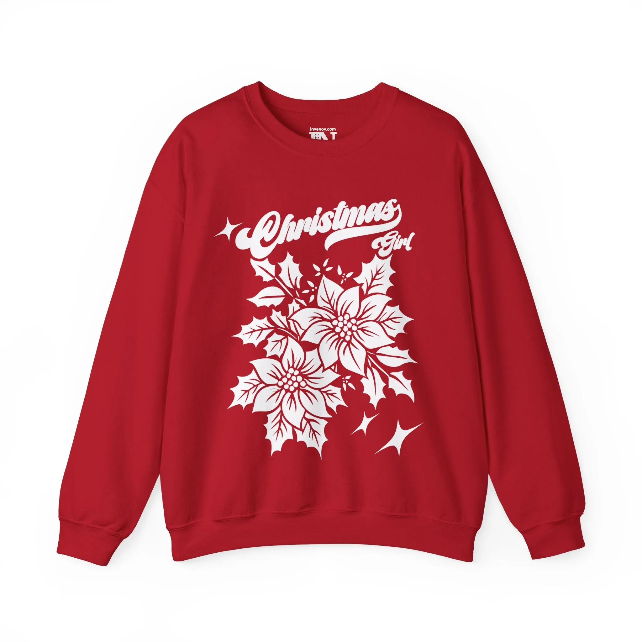 Christmas Girl Sweatshirt, Poinsettia Flower Sweater, December Birthday, Born December, Dec Sweatshirt, Winter Birthday, Winter Sweatshirt