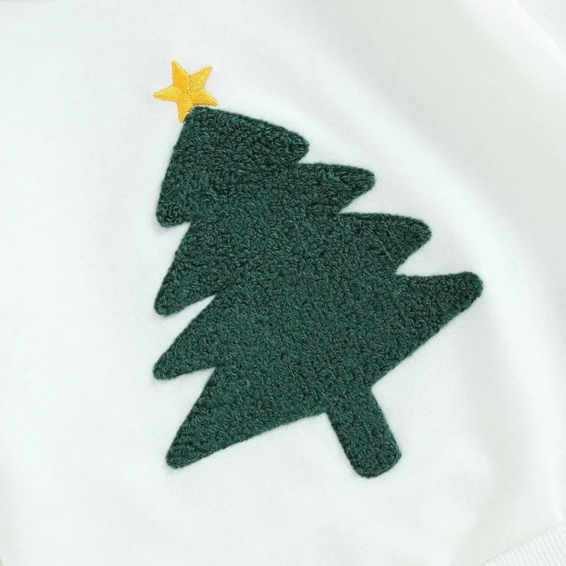 Christmas Tree Cozy Duo: Long Sleeve Sweatshirt and Pants Set
