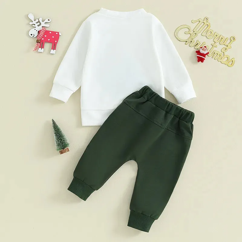 Christmas Tree Cozy Duo: Long Sleeve Sweatshirt and Pants Set