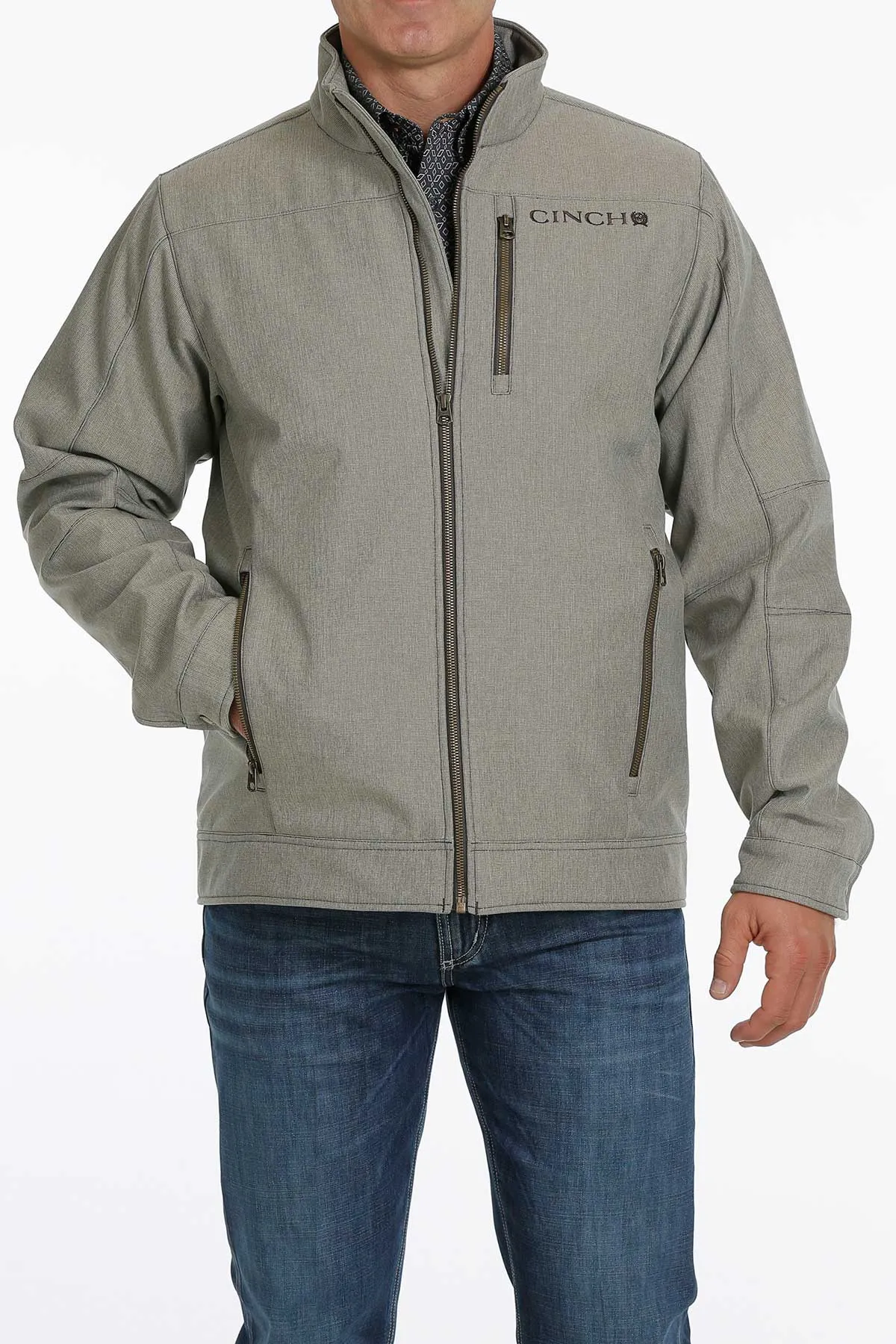 'Cinch' Men's Concealed Carry Bonded Logo Jacket - Stone