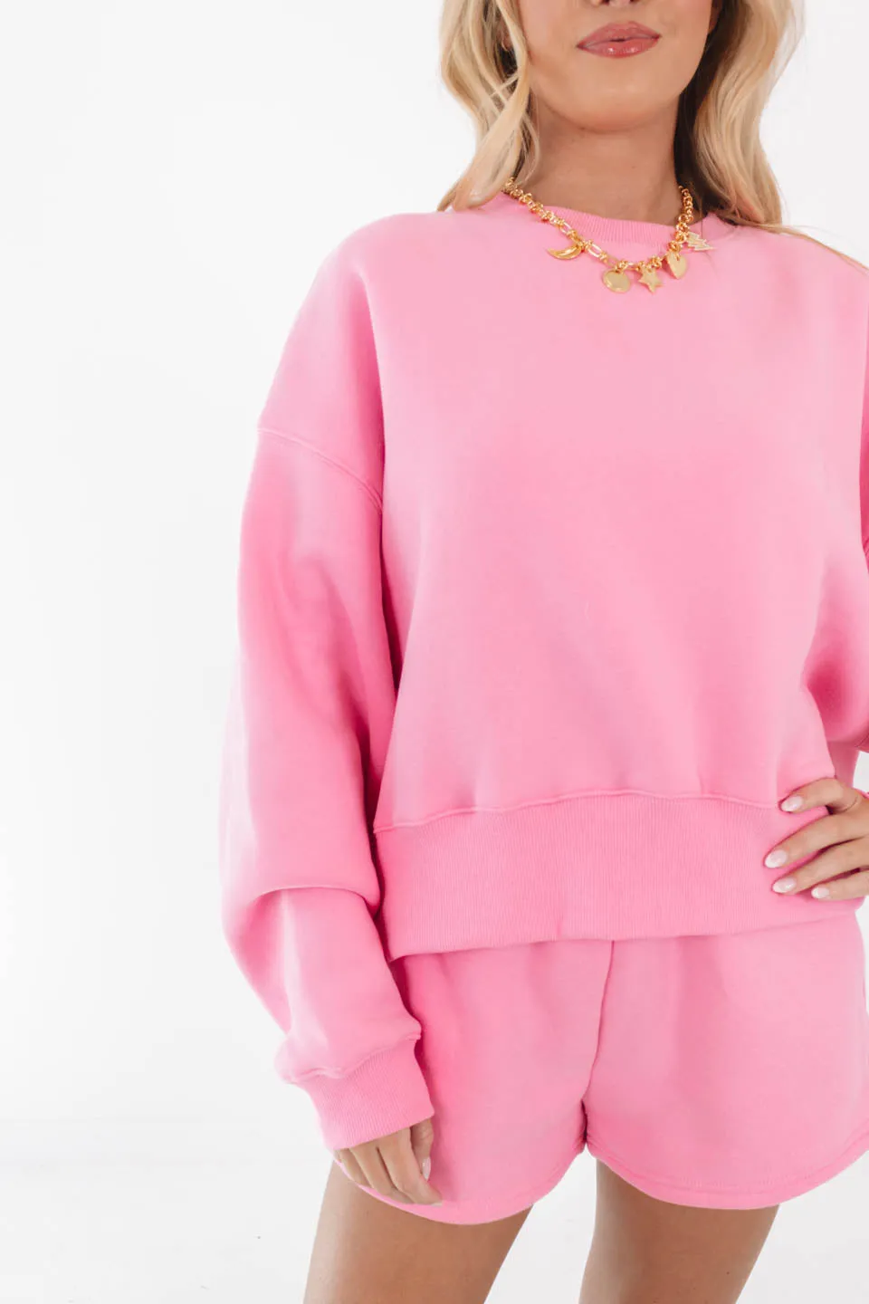 Cool And Casual Sweatshirt - Hot Pink