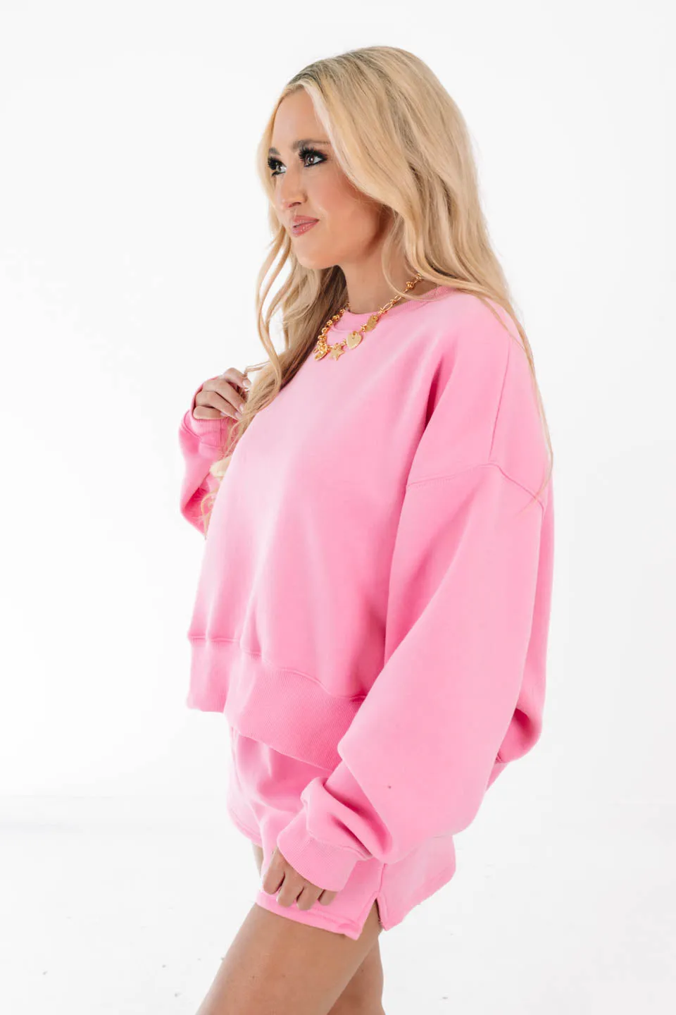 Cool And Casual Sweatshirt - Hot Pink