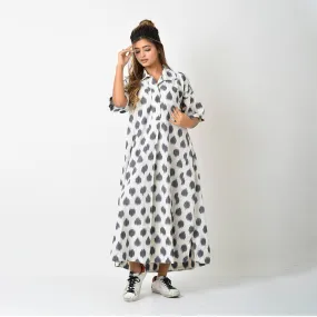 Cotton Oversize Shirt Dress for Women | Off White