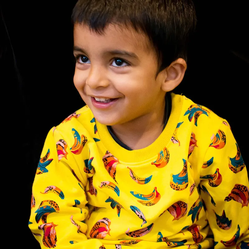 Cotton Sweatshirt For Kids | Banana Printed | Yellow