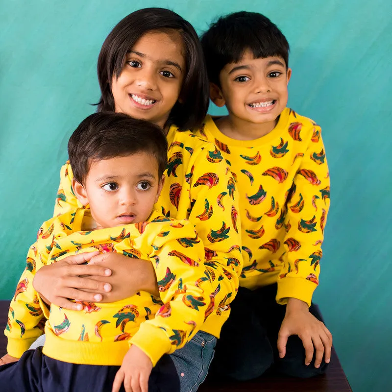 Cotton Sweatshirt For Kids | Banana Printed | Yellow