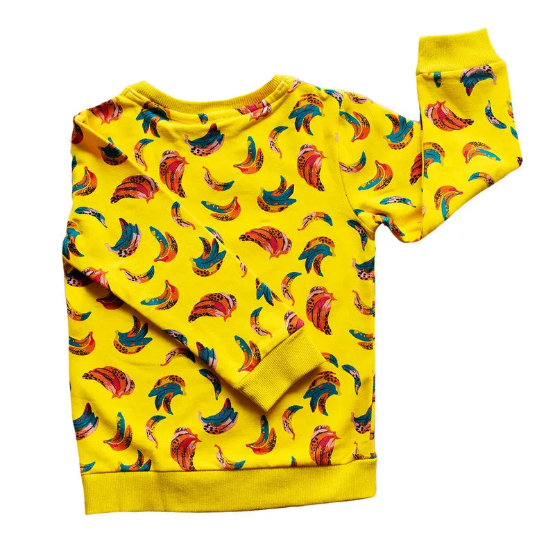 Cotton Sweatshirt For Kids | Banana Printed | Yellow