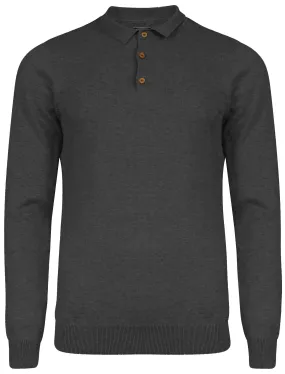Cristian Polo Neck Knitted Jumper in Charcoal Marl - Kensington Eastside
