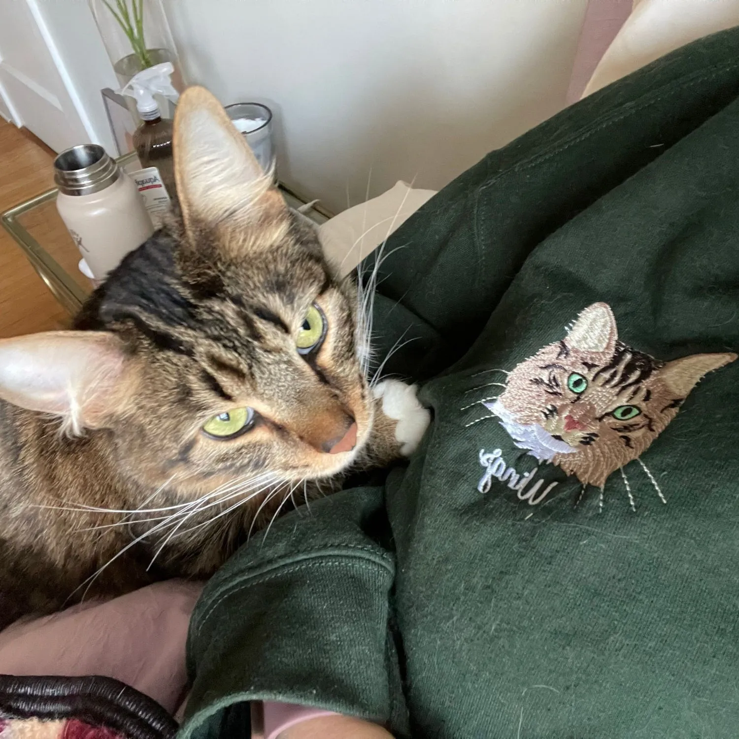 Custom Pet Portrait Embroidered Sweatshirt, Hoodie, Custom Pet Picture