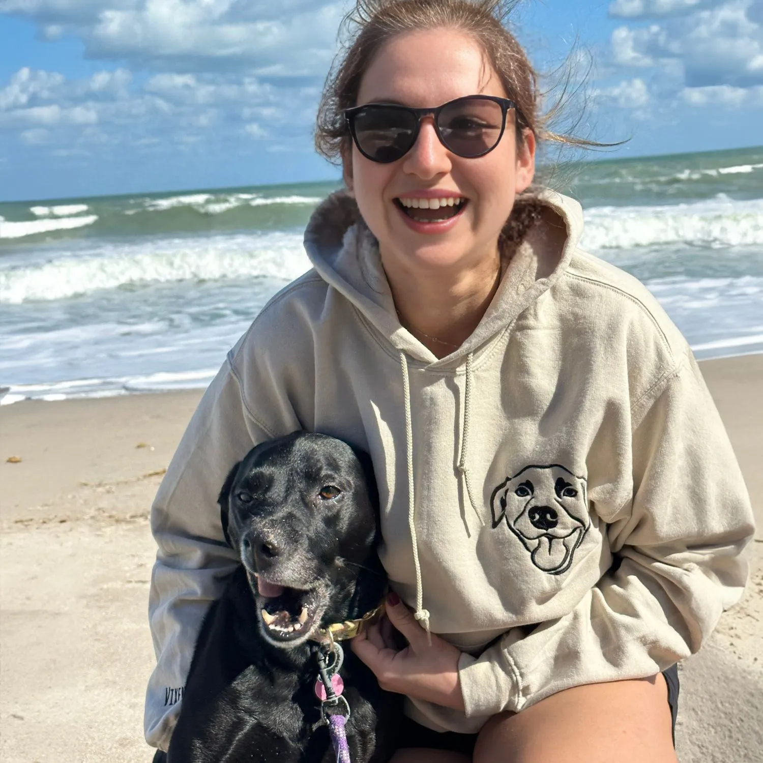 Custom Pet Portrait Embroidered Sweatshirt, Hoodie, Custom Pet Picture
