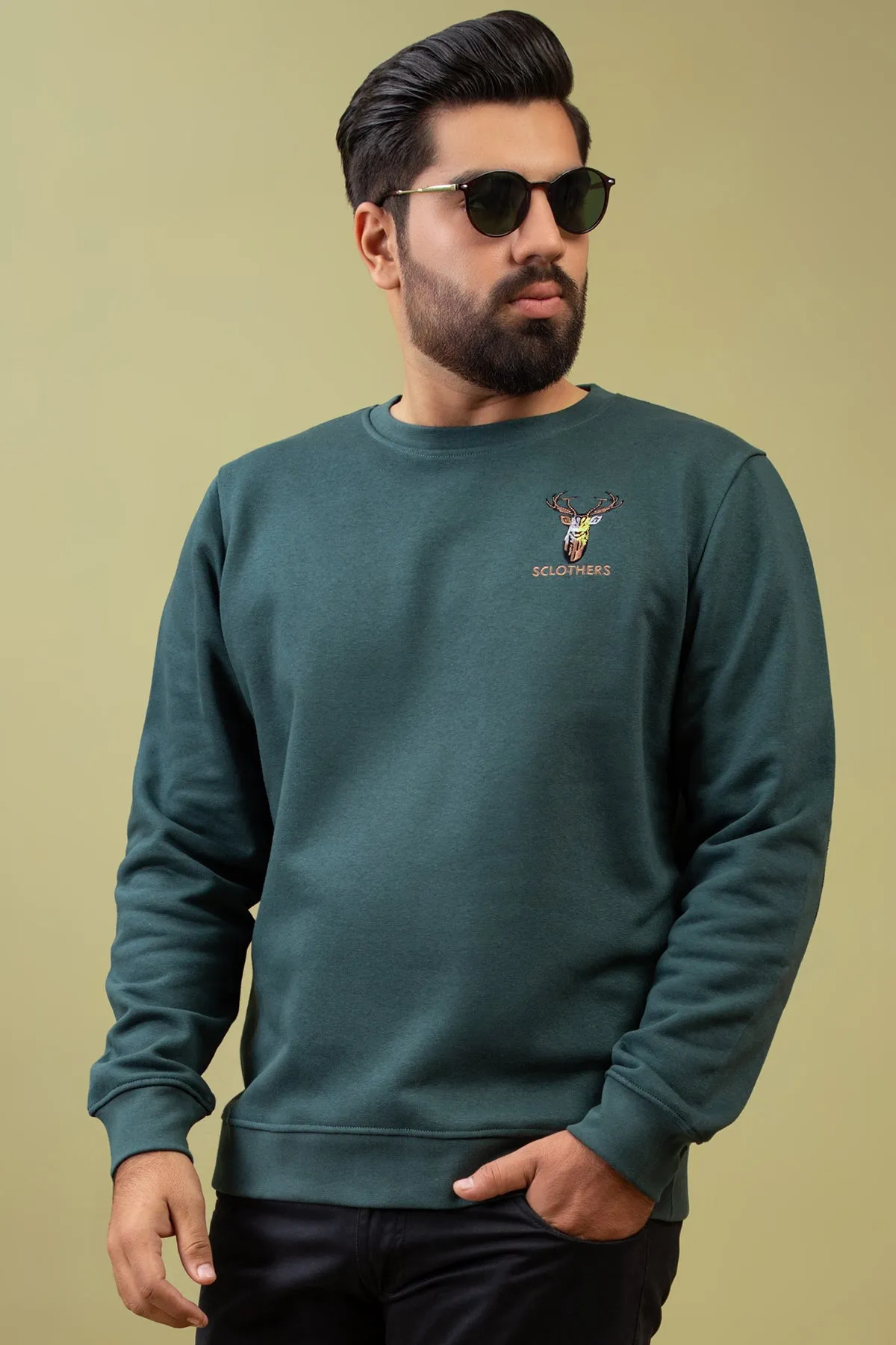 Deep Teal Resolute Embroidered Sweatshirt (Plus Size) - W23 - MSW077P