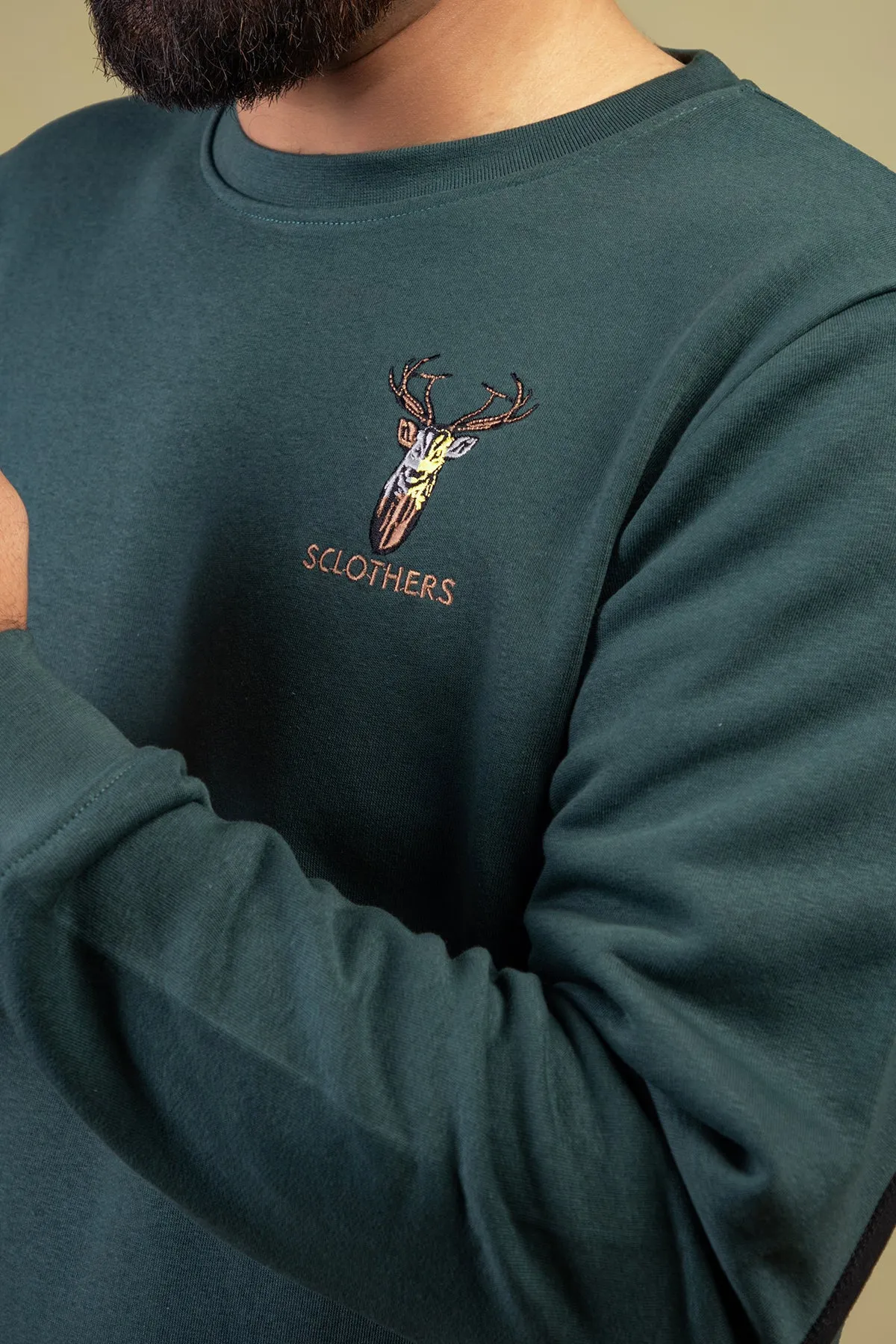 Deep Teal Resolute Embroidered Sweatshirt (Plus Size) - W23 - MSW077P