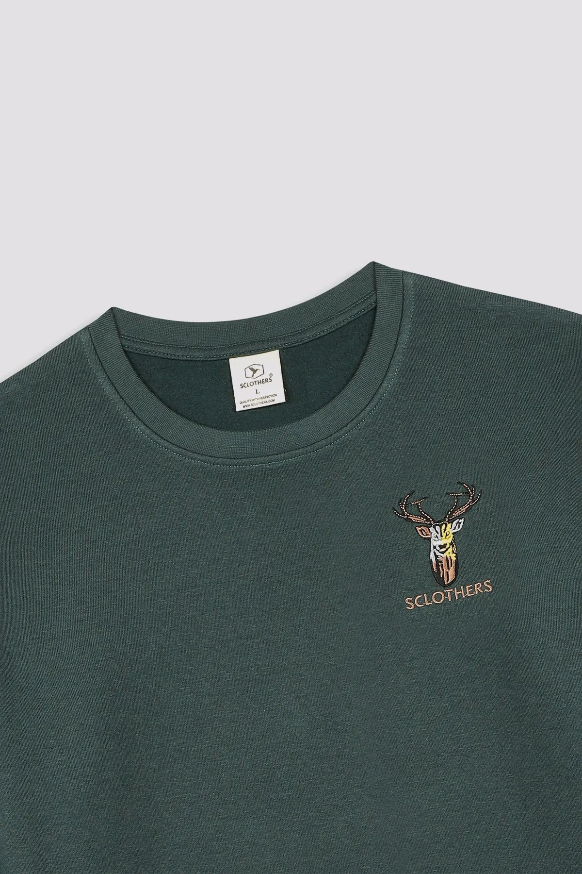 Deep Teal Resolute Embroidered Sweatshirt (Plus Size) - W23 - MSW077P