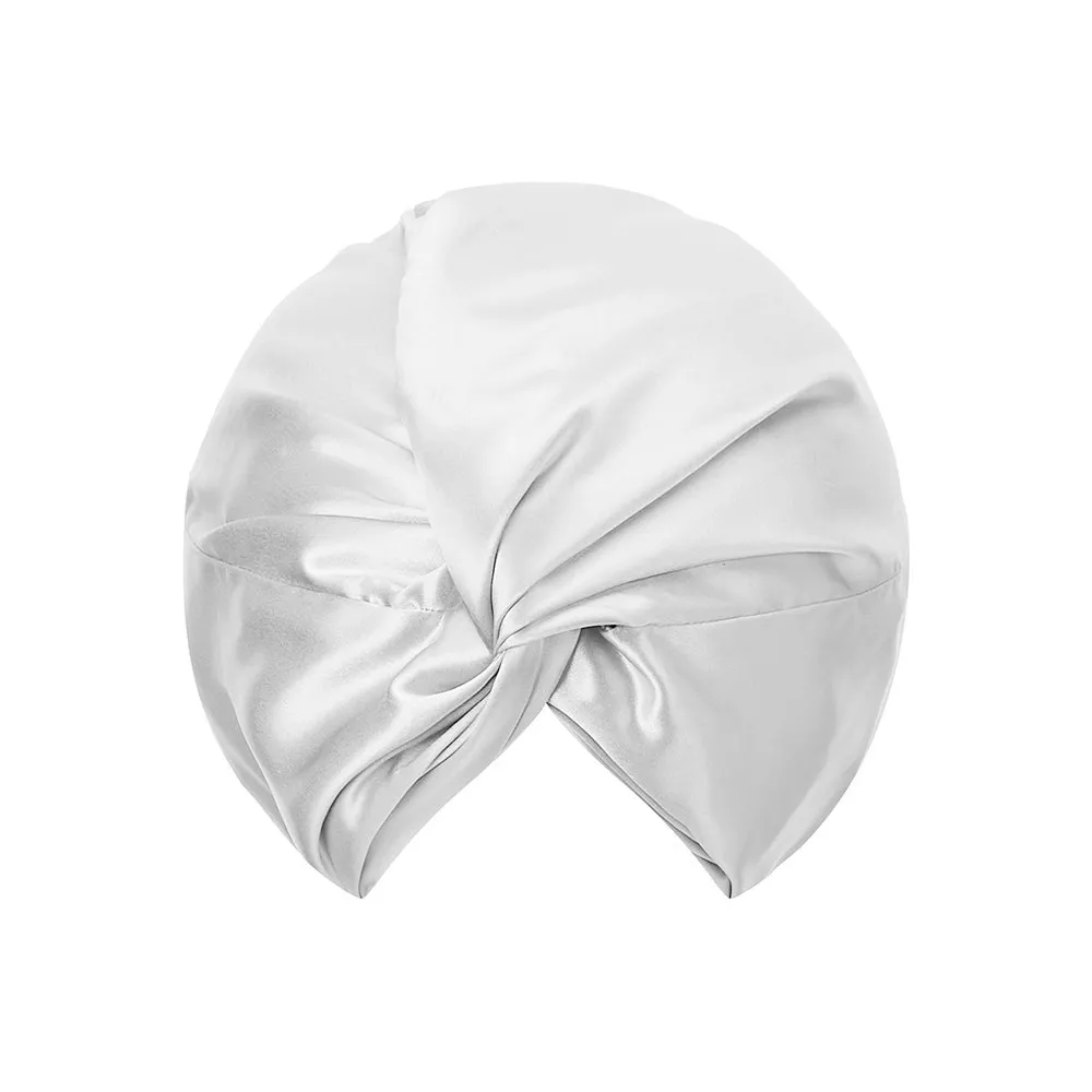 Double Layer Silk Bonnet - Silver Gray