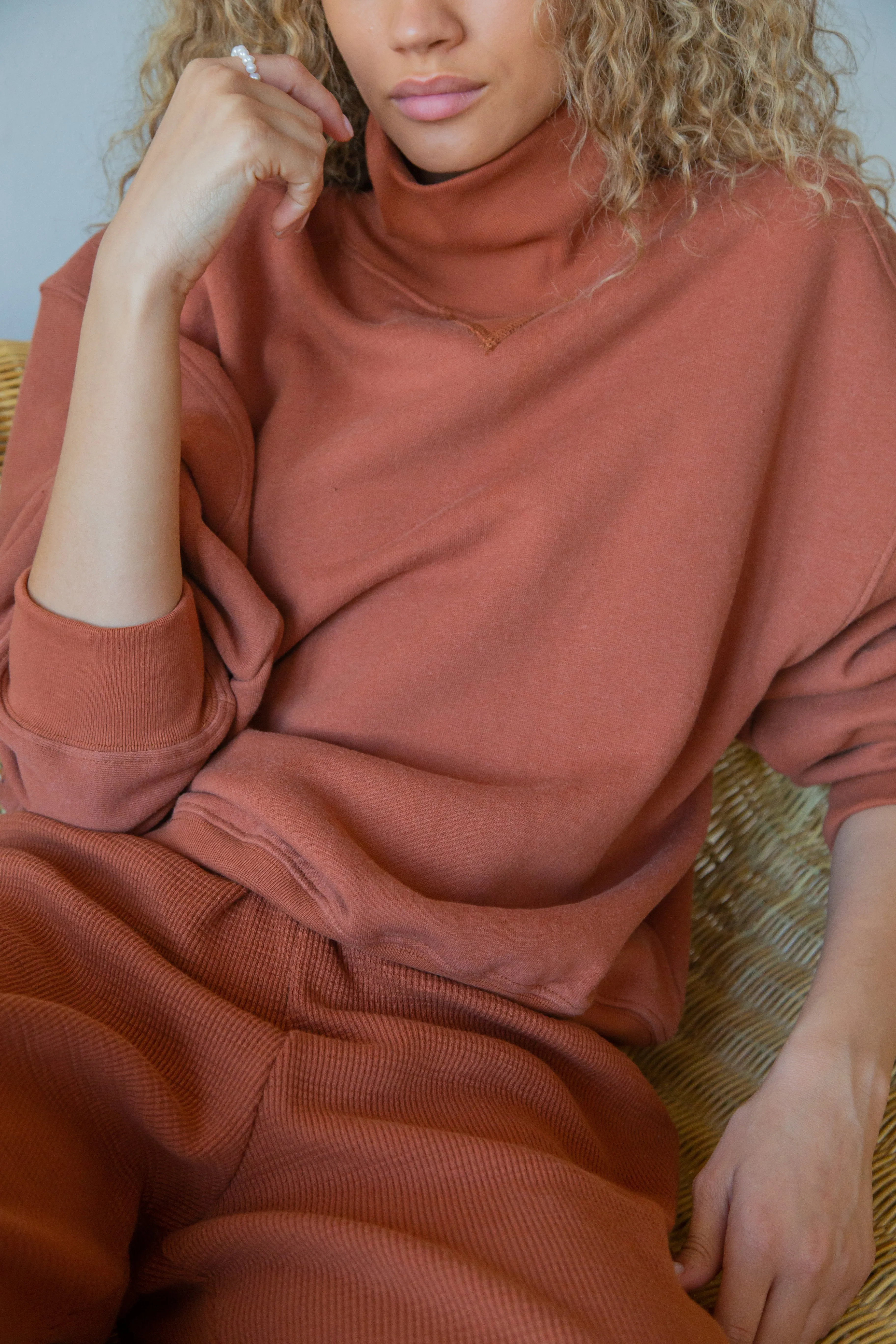 Eco Fleece Funnel Neck, Cocoa