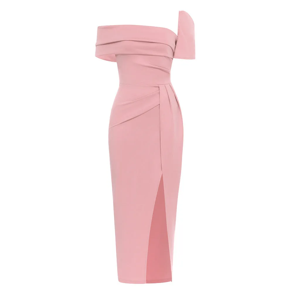 Elegant Tube Top Short Sleeve Asymmetric Dress