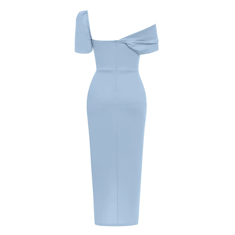 Elegant Tube Top Short Sleeve Asymmetric Dress